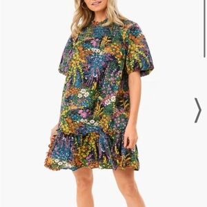 Banjanan Nicole Mini Dress Loki's Garden Black Floral Print